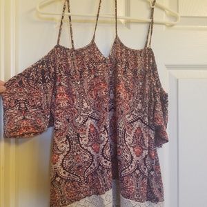 Maurices Tops - Patterned cold shoulder top Maurices Tops - Patterned cold shoulder top